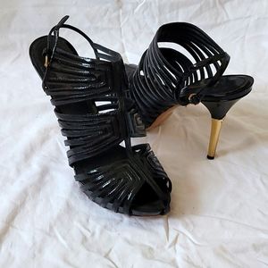 Louis Vuitton patent leather, hold-heel stilettos